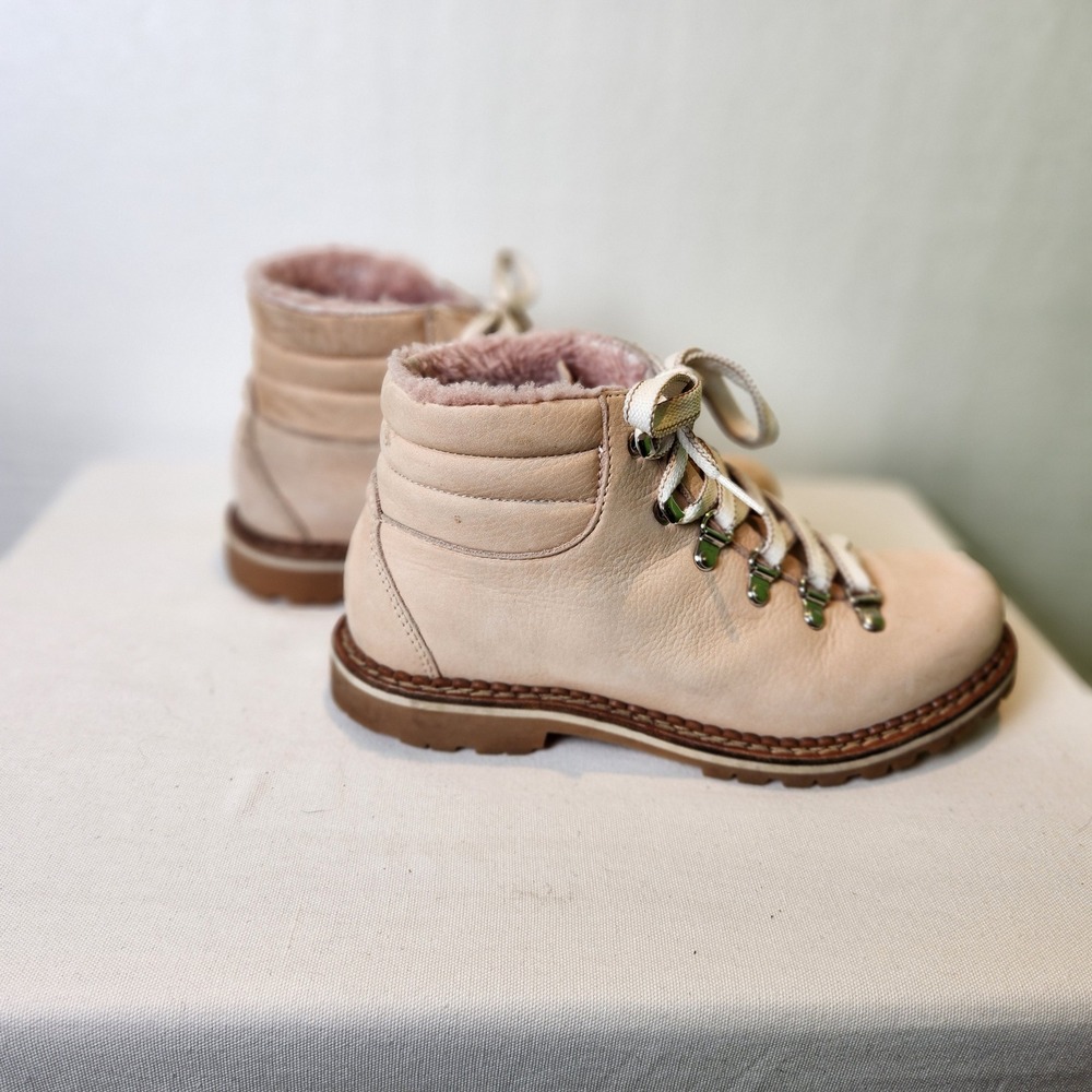 Montelliana 1965 Pink Leather Shearling Hiking Boots Italy  Women's‎ 38 US 7.5